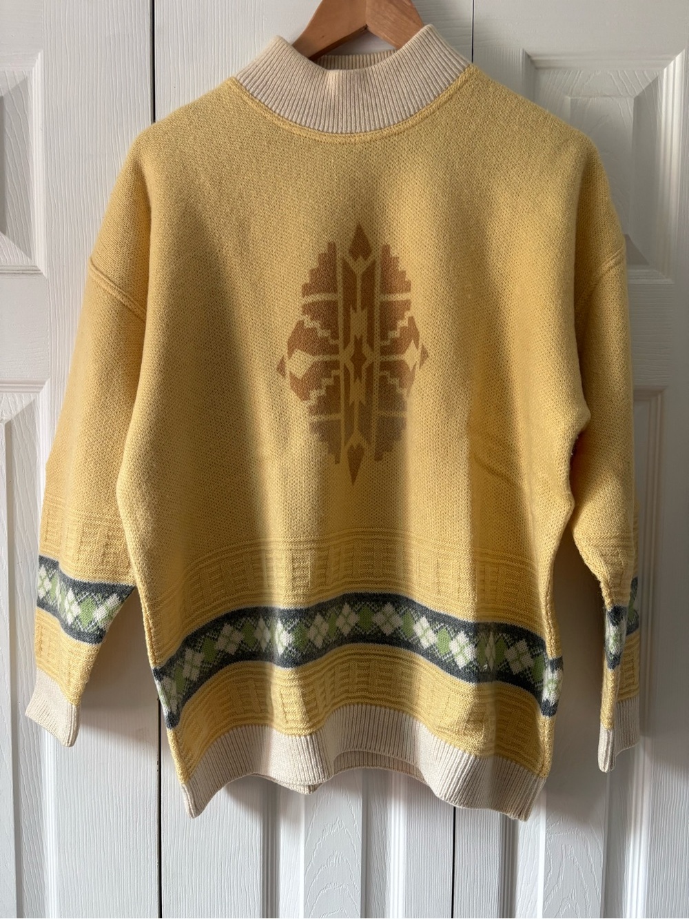 Vintage Yellow Patterned Crewneck Sweater